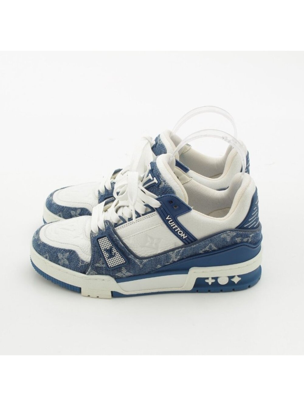 Louis Vuitton LV Denim Leather Low Cut Sneakers Blue - Picture 3 of 10